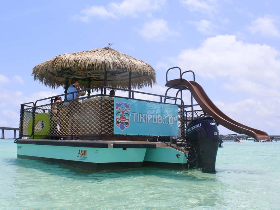 Destin: Tiki Pub Crab Island Sandbar Cruise with Waterslide - Cruising toward Crab Island