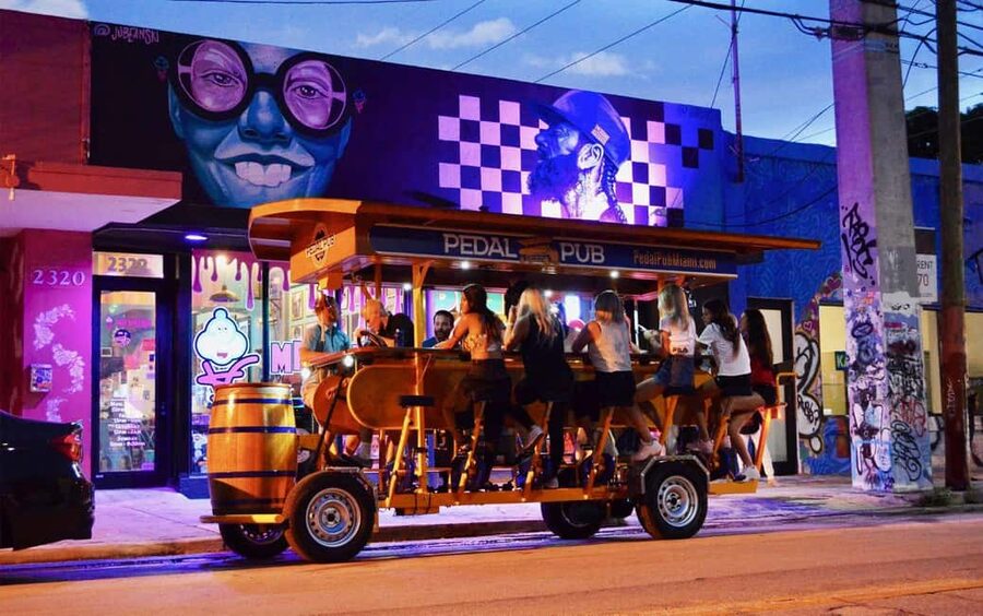 Pedal Pub Miami: Art District Party Bike Pub Crawl - Pedaling through Wynwood on a moving party bike