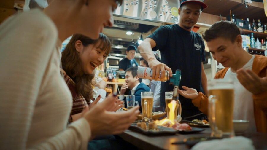 Shibuya Meltdown Night Tour: All-You-Can-Drink Bar Hopping - First bar: Japanese beer and grilled food